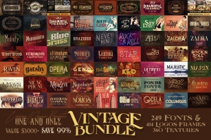 Vintage Bundle 249  414 Logos Font Download