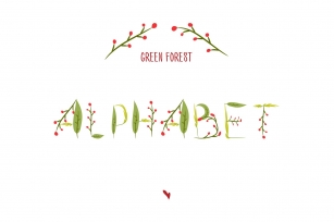 Green forest Alphabet. Vector font Font Download