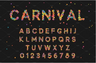 Font alphabet of colored confetti. Font Download