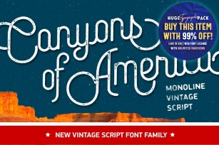 Canyons • Vintage script font family Font Download