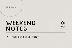 Weekend Notes / hand lettered font Font Download