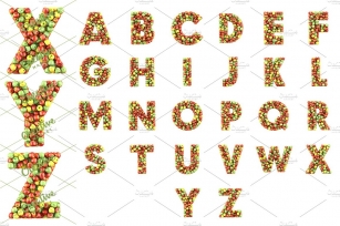 Set of letters made from apples Font Download