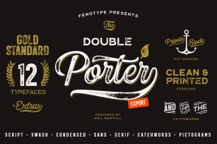 Double Porter 12 FONTS + EXTRAS Font Download