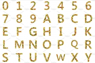 letters and numbers made from fruits Font Download