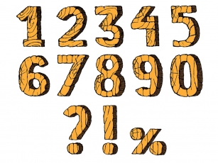 Wooden numbers set Font Download