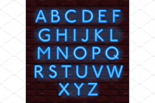 Neon Banner blue color alphabet font Font Download