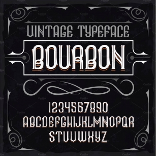 Vintage label typeface Bourbon Font Download