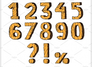 Wooden numbers set Font Download