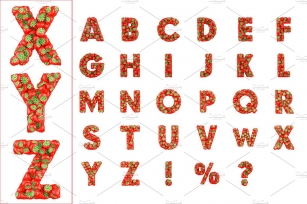 Set of letters made from Strawberrie Font Download