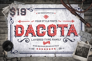 Dacota Layered Typeface + Extras Font Download