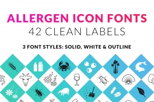 Food  Allergen icon font set Font Download