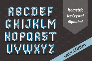 Isometric letters. Ice crystals. Font Download