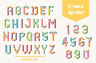 Isometric font. Memphis style. Font Download