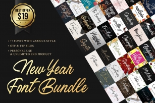 NEW YEAR FONT BUNDLE 77 FONTS Font Download