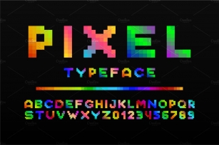 Colorful pixel retro alphabet Font Download