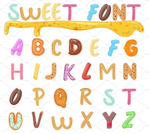 Sweets, cookies, bakery font Font Download