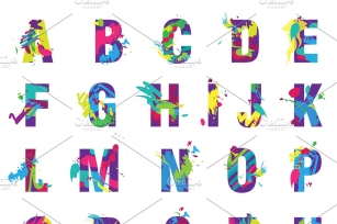 Painted splashes alphabet font Font Download
