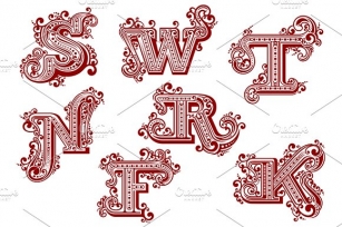 Font letters F, K, N, R, S, T, W Font Download