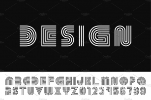 English vector striped alphabet Font Download