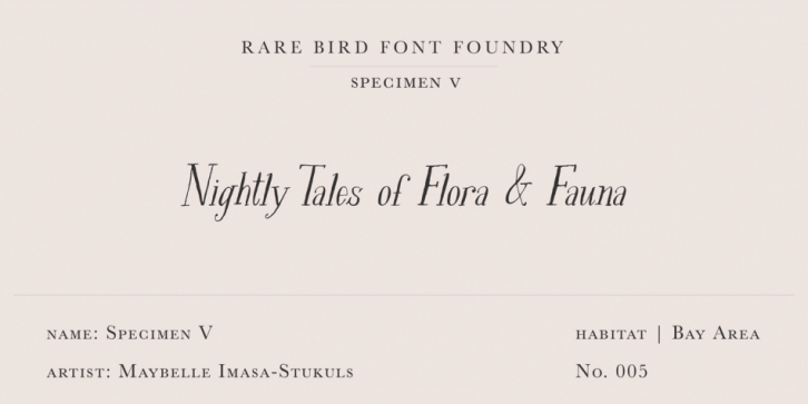 Rare Bird Specimen V Font Download