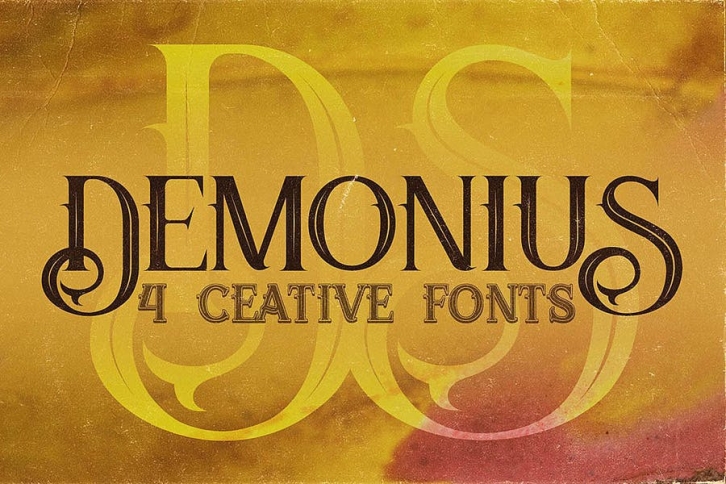 Demonius - 4 Vintage Fonts Font Download