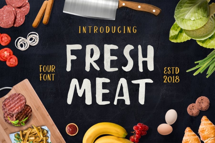 Fresh Meat 4 Font Pack + Bonus Illustration Font Download