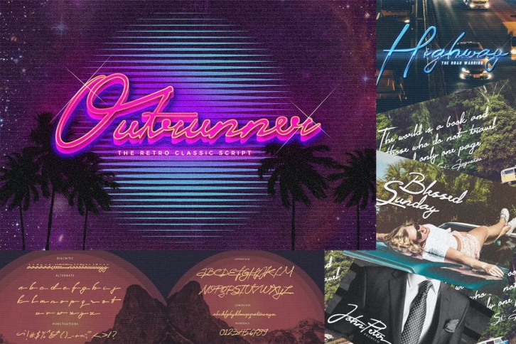 Outrunner 80's Retro Script Font Download