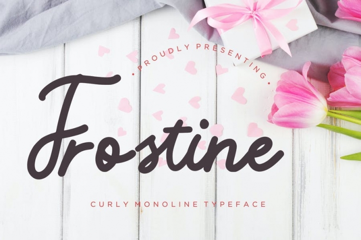 Frostine Curly Monoline Typeface Font Download