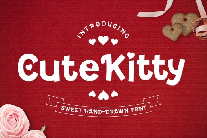 Cute Kitty - Decorative Valentine Font Font Download