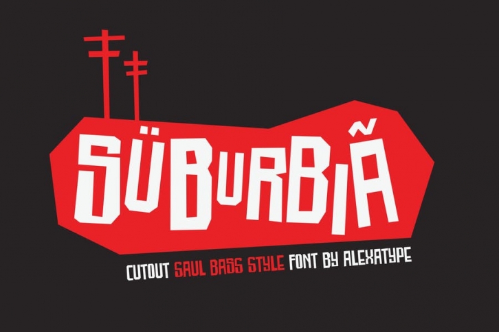 SUBURBIA - cutout saul bass style font Font Download