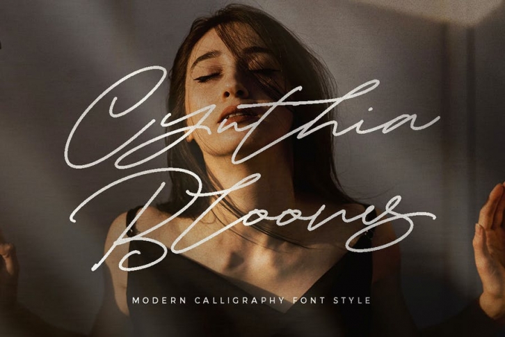 Cynthia Blooms - Monoline Signature logotype Font Download