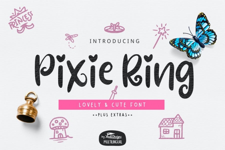 Pixie Ring Font with Illustrations Font Download