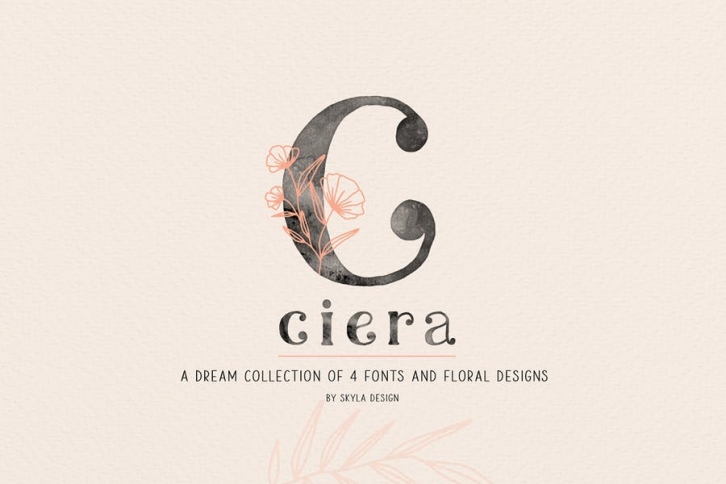 Ciera watercolor svg font, florals & logos Font Download