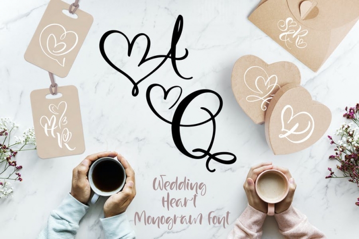 Wedding Heart Monogram Font Font Download