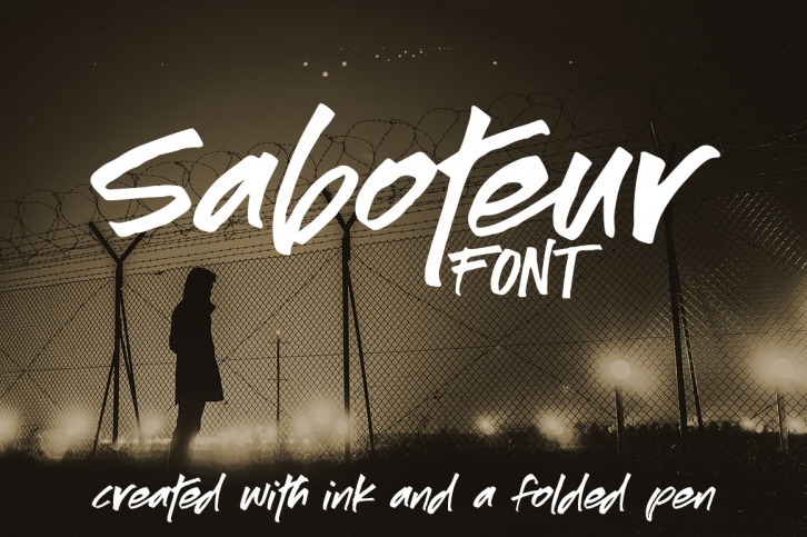 Saboteur - a moody, inky font Font Download