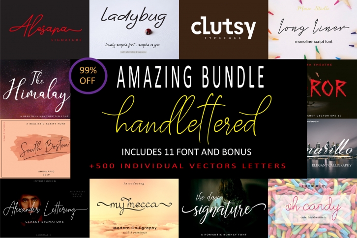 AMAZING BUNDLE SALE| 200 BONUS VECTOR ALPHABET Font Download