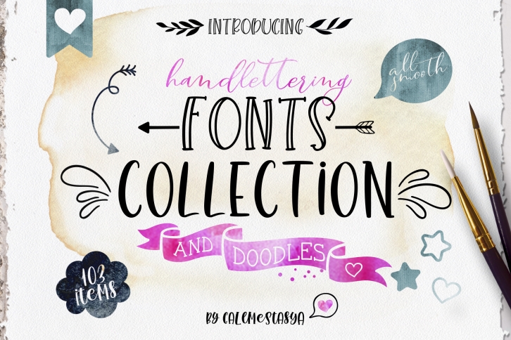 Smooth Handlettering Fonts Collection and Doodles Font Download