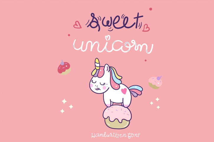Sweet Unicorn Handwritten- cute font Kawaii style Font Download