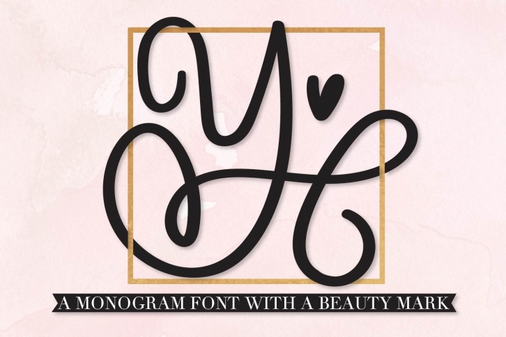 Scripty Monogram Font - With heart accents Font Download