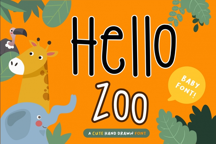 Hello Zoo Handwritten- cute kid font Kawaii style! Font Download