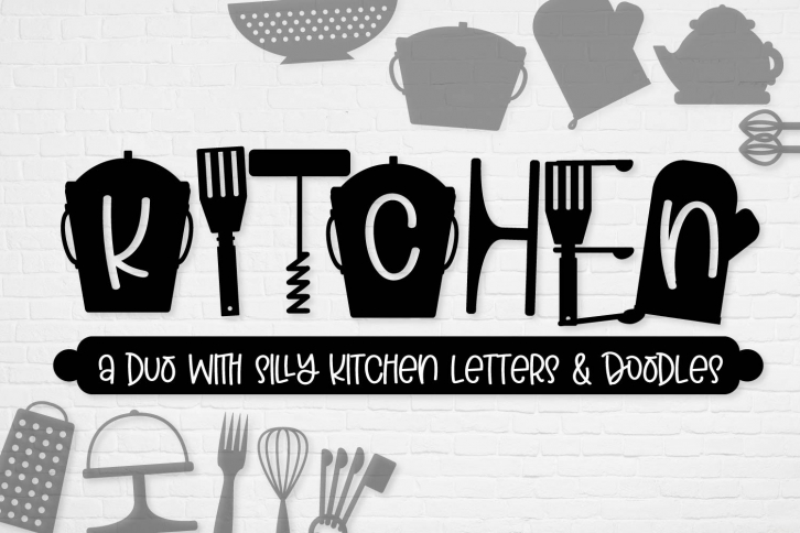 Kitchen - Font Duo of Silly Kitchen Letters & Doodles Font Download