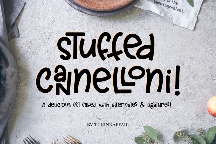 Stuffed Cannelloni - a deliciously fun font! Font Download