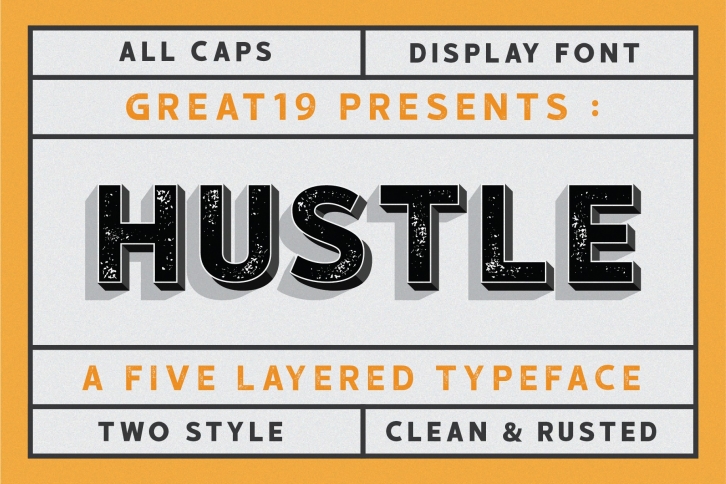 HUSTLE | 5 layers display font Font Download