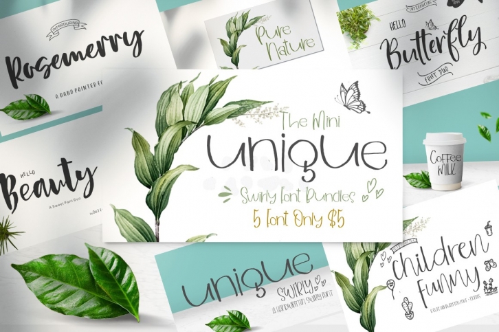 Mini Bundles Swirly Font and Extras Font Download