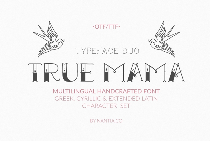True Mama |Greek Cyrillic Typeface Duo Font Download
