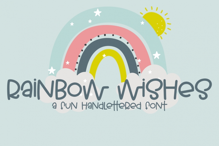 Rainbow Wishes - A Fun Handlettered Font Font Download