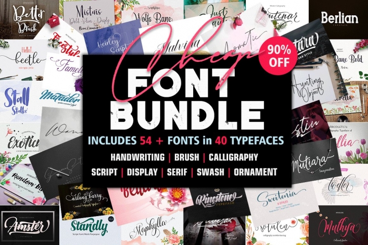 Font Bundle includes 54 fonts in 40 Typefaces Font Download
