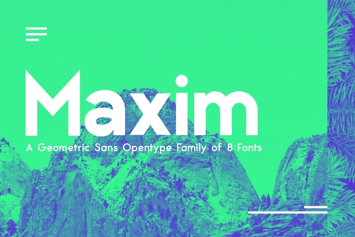 Maximus Sans - A Geometric Sans family of 8 Fonts Font Download