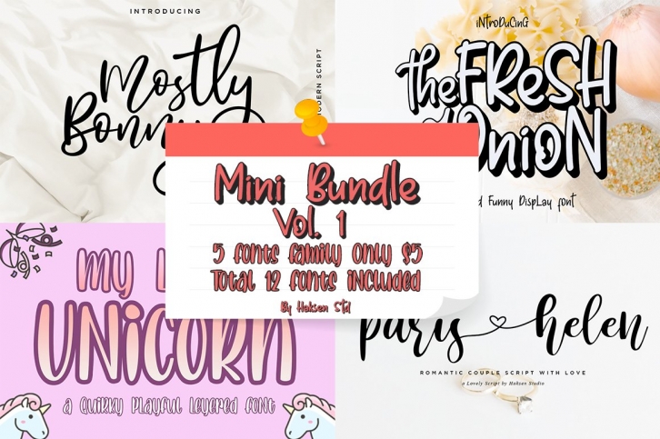 Mini Bundle Vol. 1  5 Families Font Only $5 Font Download