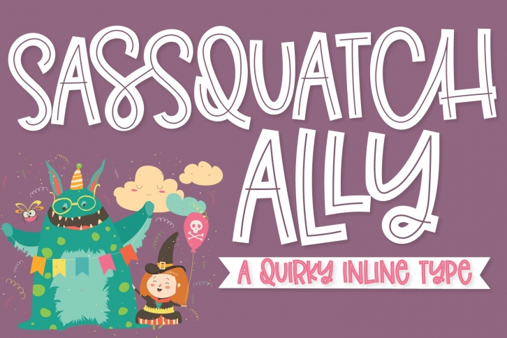 Sassquatch Ally - A Quirky Inline Type Font Download